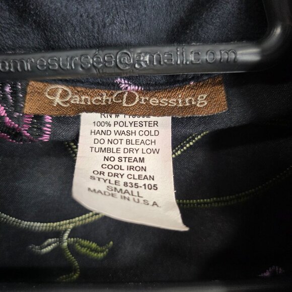 Womens Ranch Dressing Black Floral Embroidered Jacket Fringe Hem Polyester S - Picture 6 of 10
